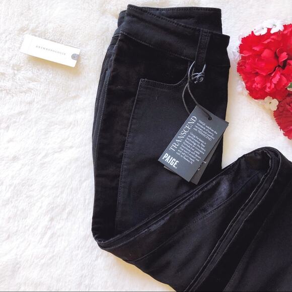 PAIGE x Anthropologie Black High-Rise Hexton Skinny Jeans - Picture 2 of 16